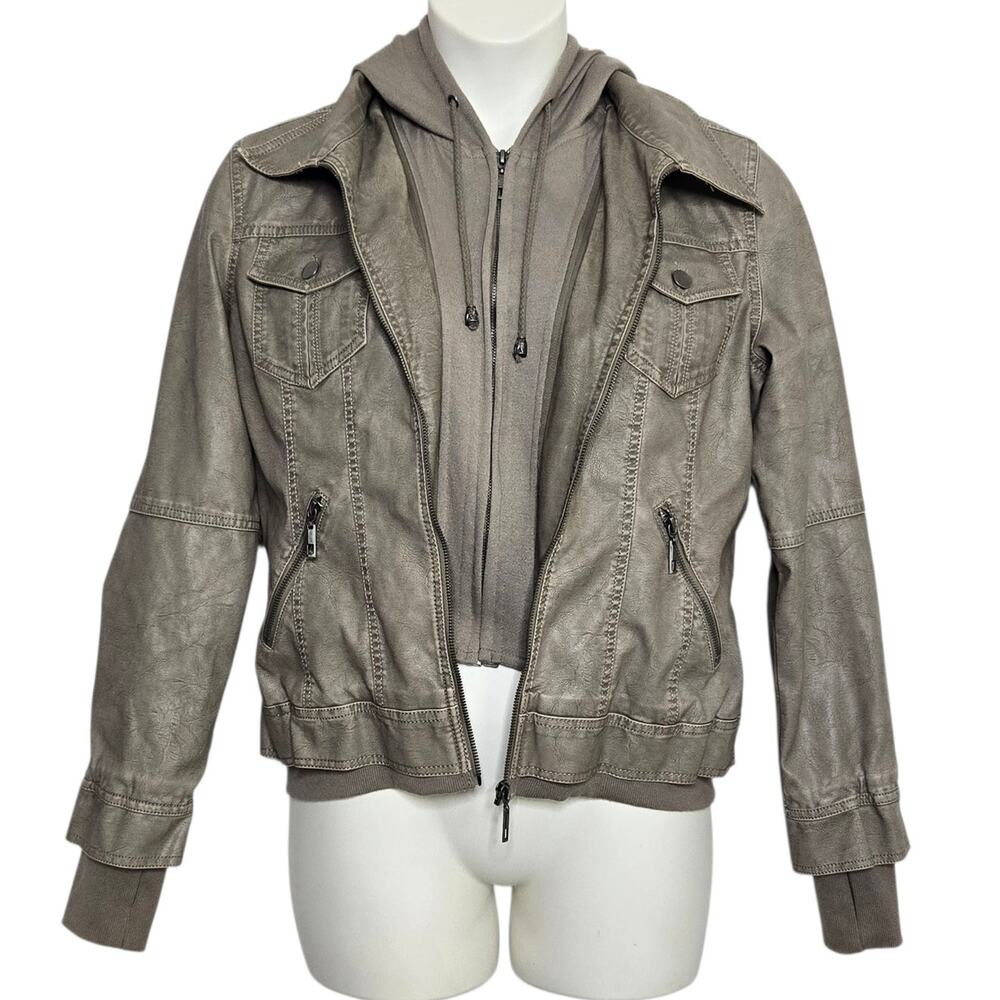 LA Coalition Moto Jacket Size Large Vegan Leather Brown